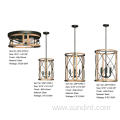 18 Inch Steel Wood Tone Chandelier Light
